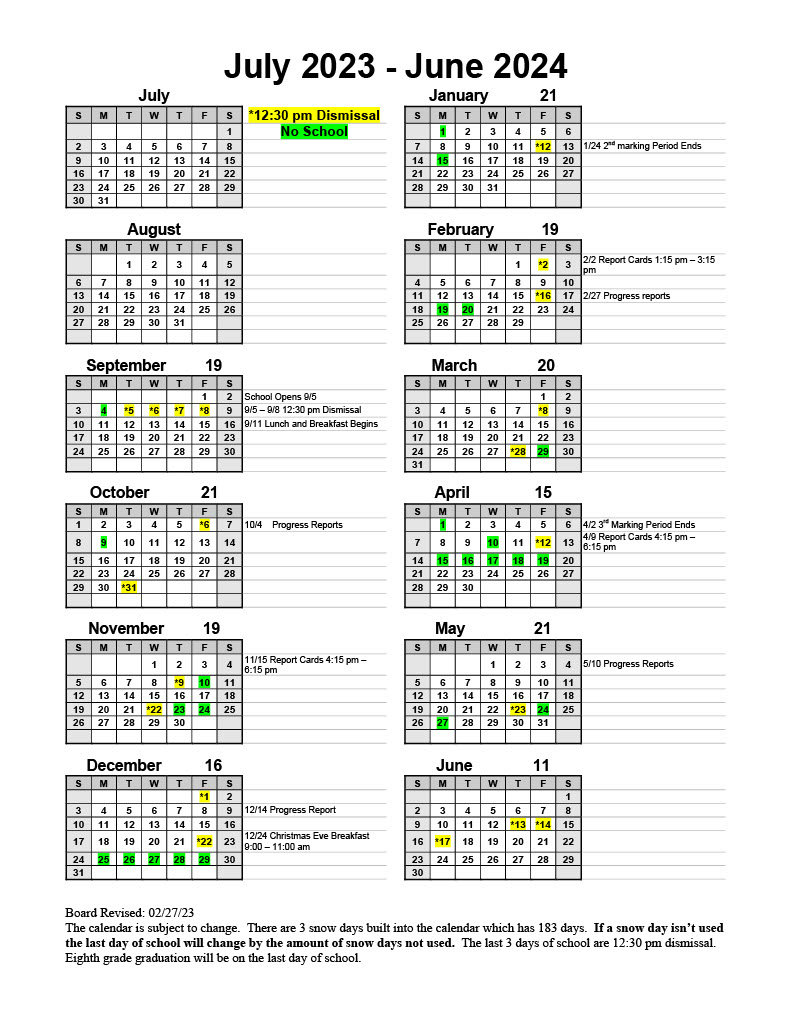 Annual Calendar Soaring Heights Charter School